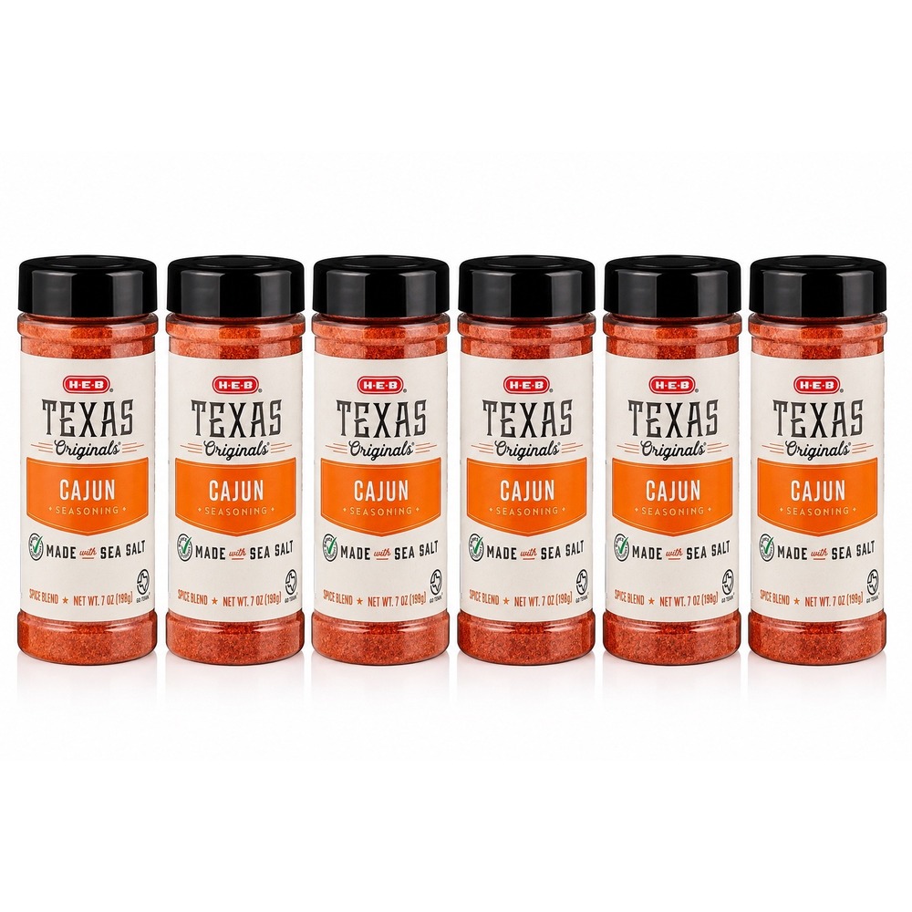 HEB Texas Originals Cajun Seasoning 7oz Bottles Lot of 6 Spice Blend Sea Salt